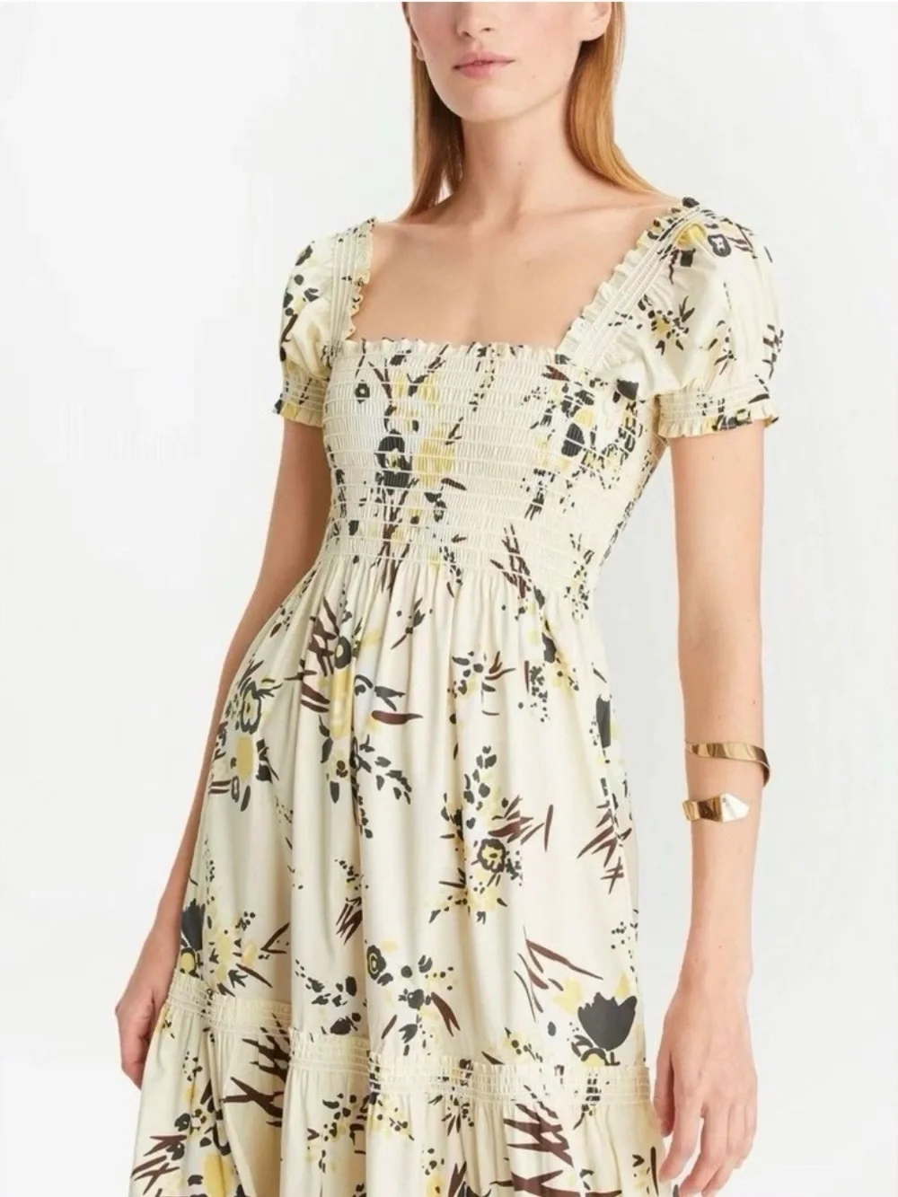 NWOT Tory Burch Floral Print Smocked Dress size Medium